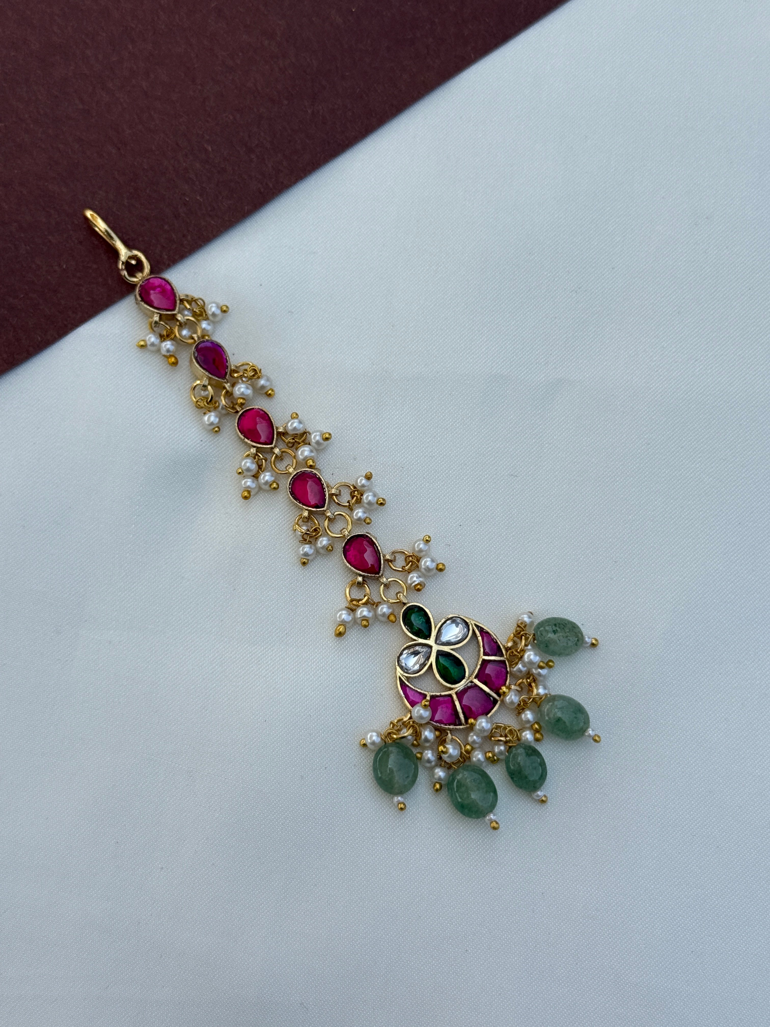 Tk700 jadau kundan half moon tikka