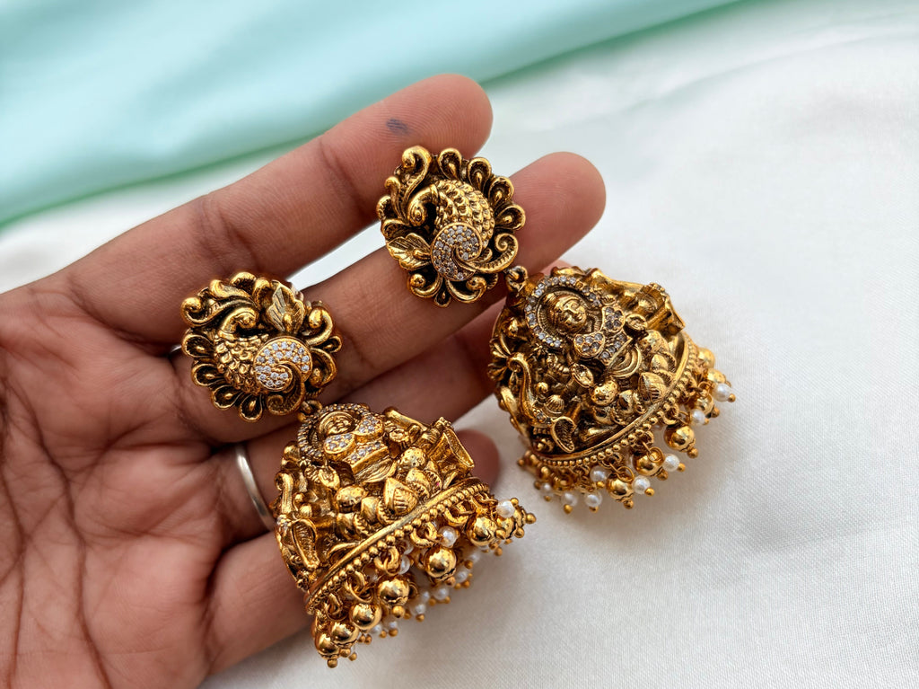 Unique peacock lakshmi design butta earrings Er921