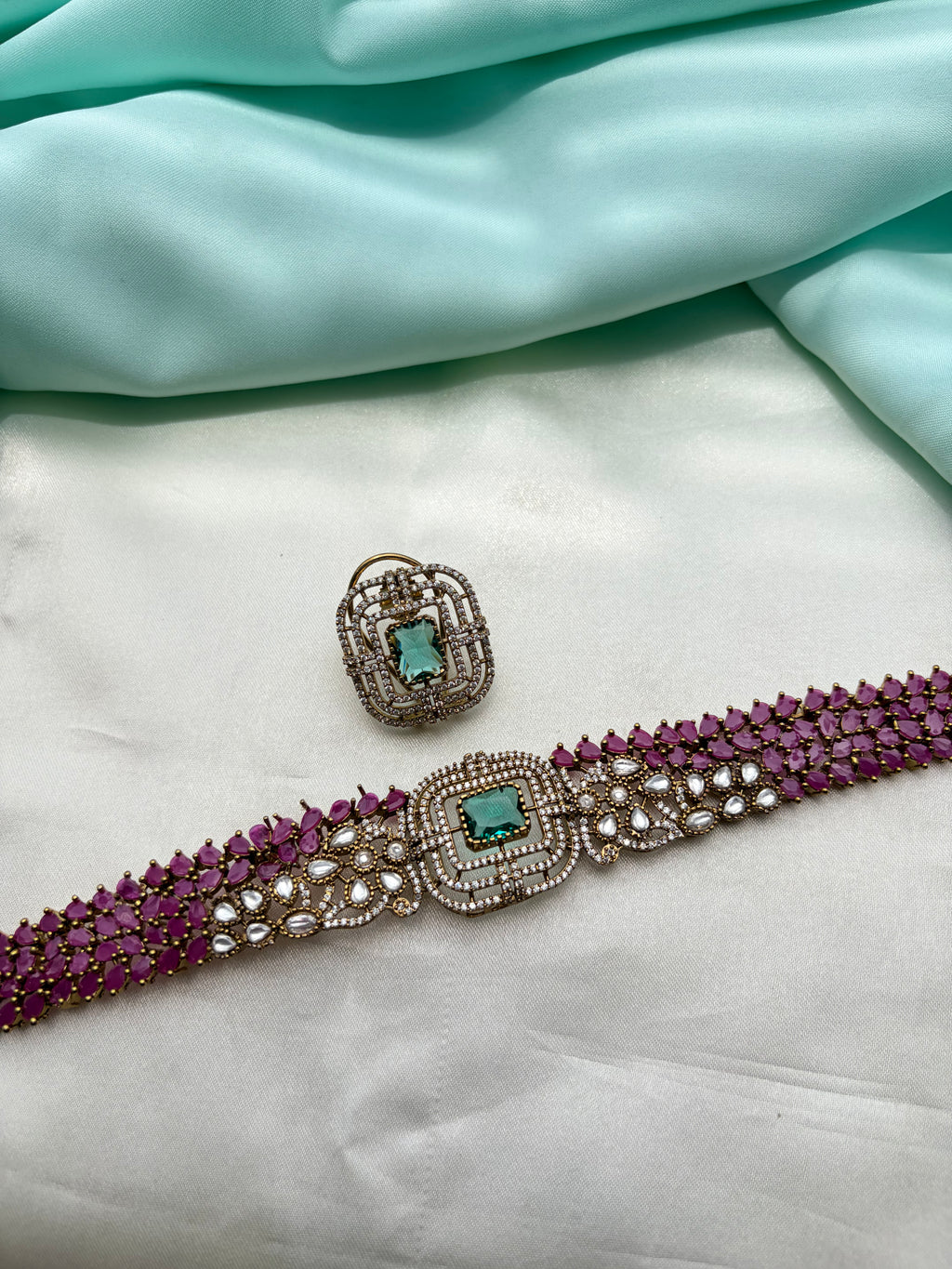 Ns952 diamond replica choker necksets  with studs