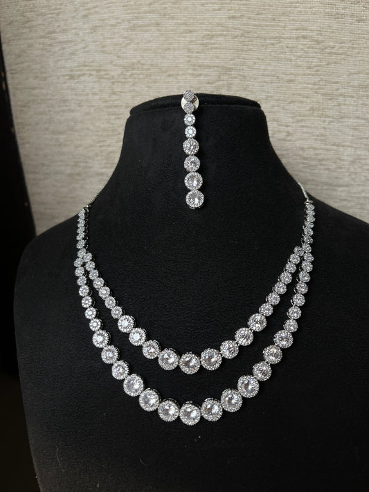 Solitaire 2 layers neckset with Earrings