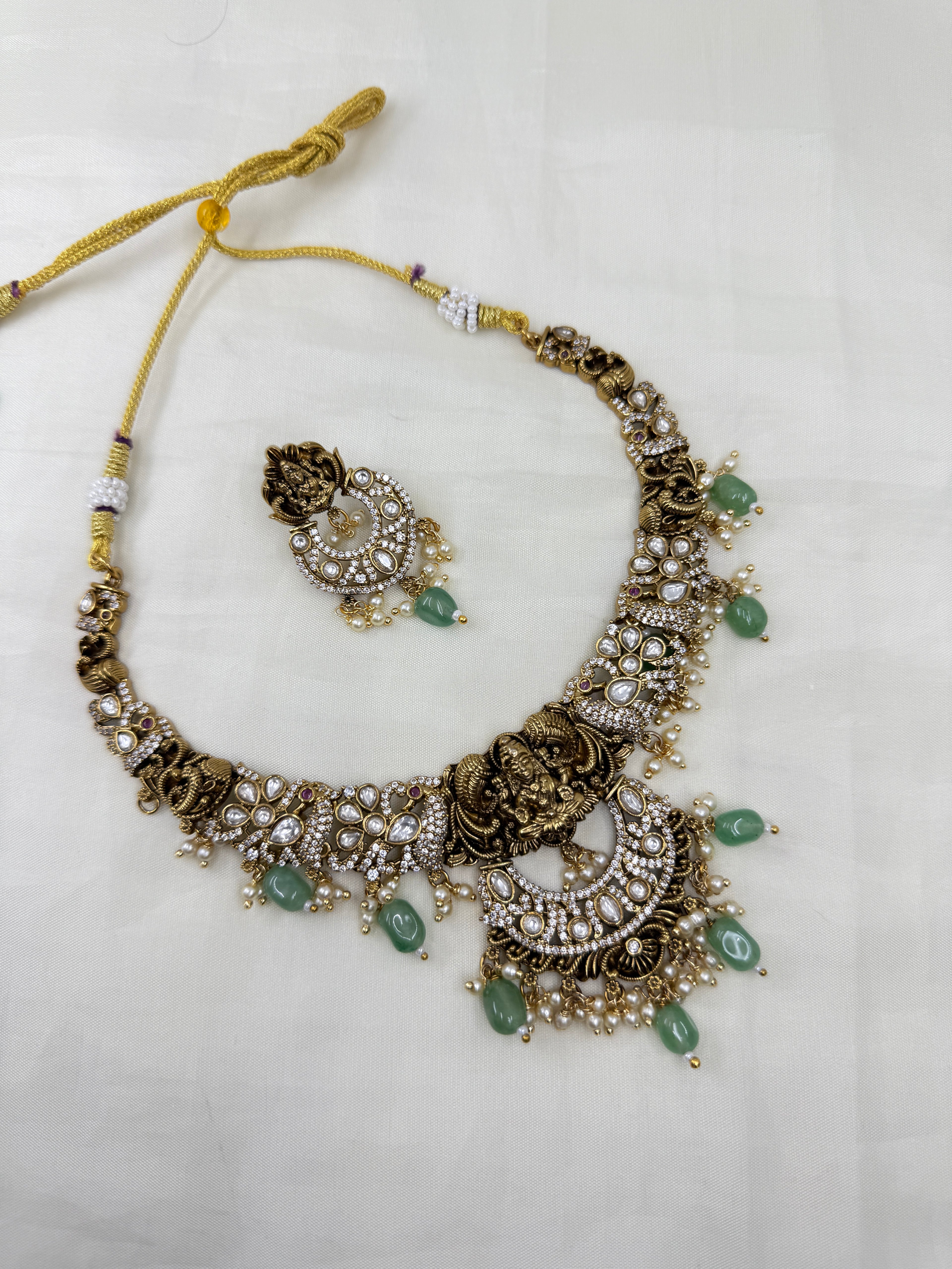 Ns310 lakshmi devi kundan kante neckset