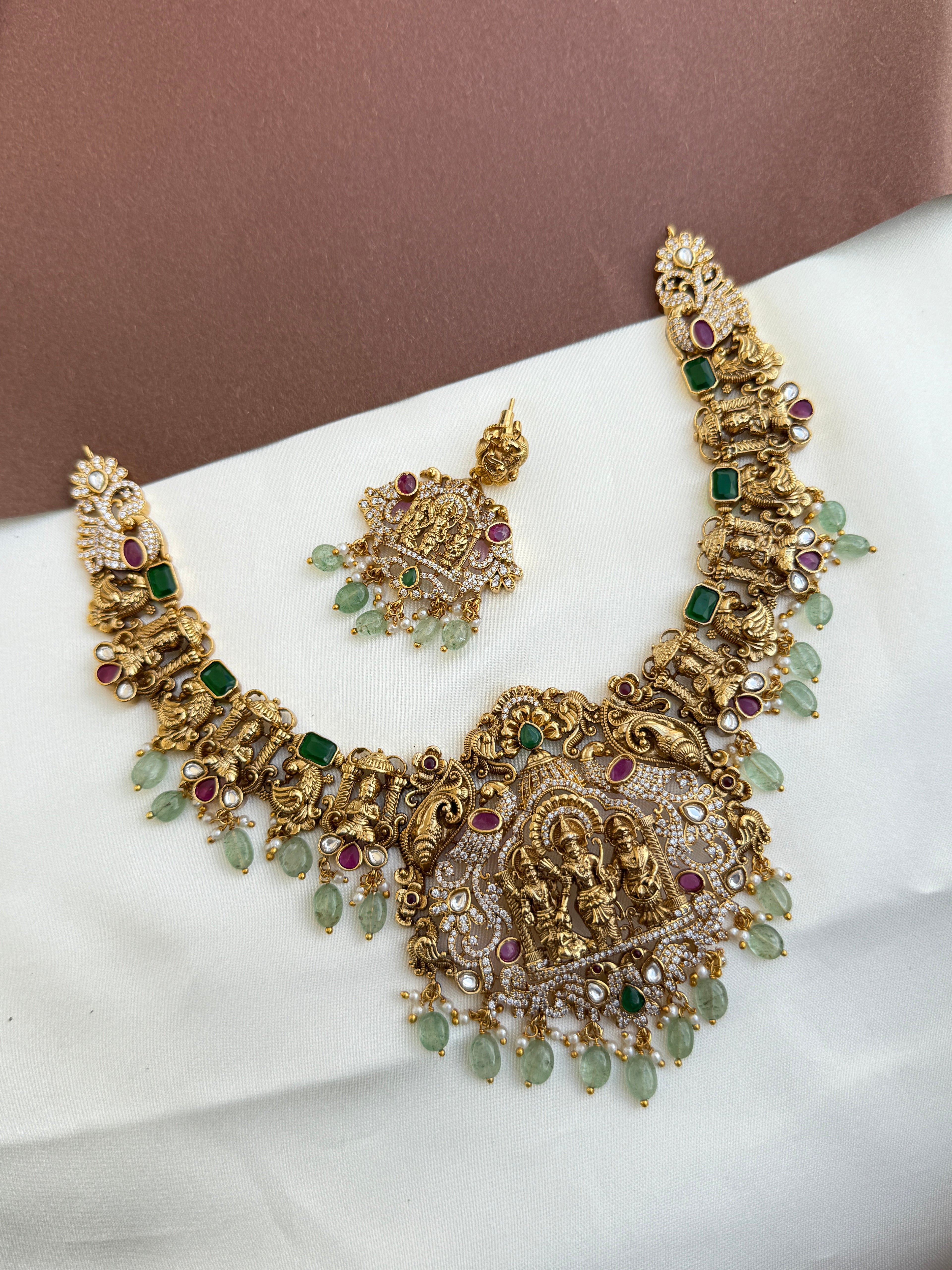 Ns353 ramparivar nakshi cz Kundan neckset