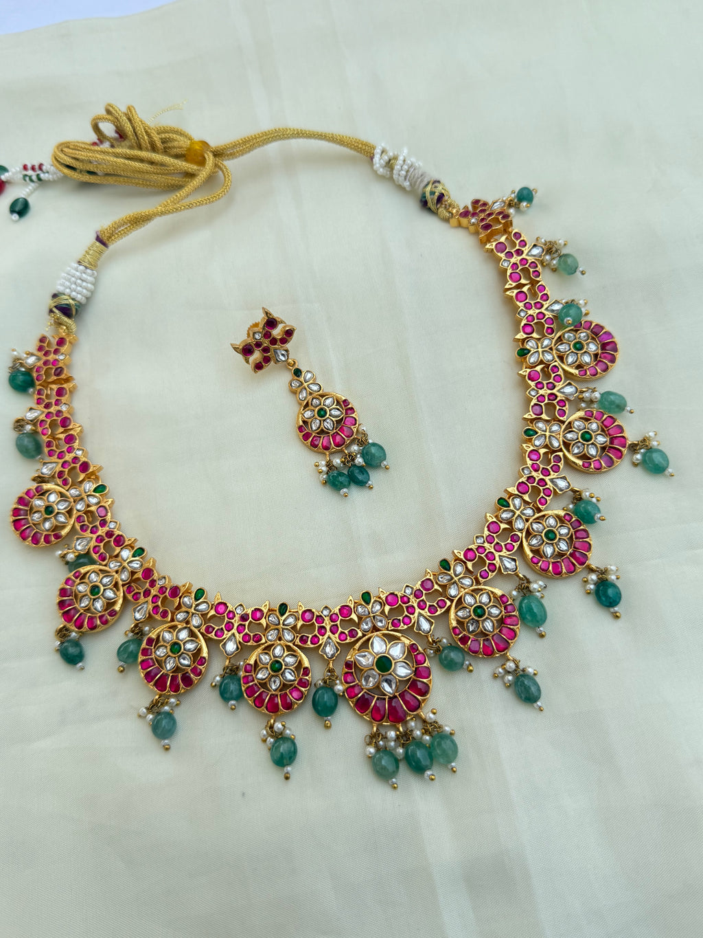 Jk003 jadau kundan Neckset with Earrings