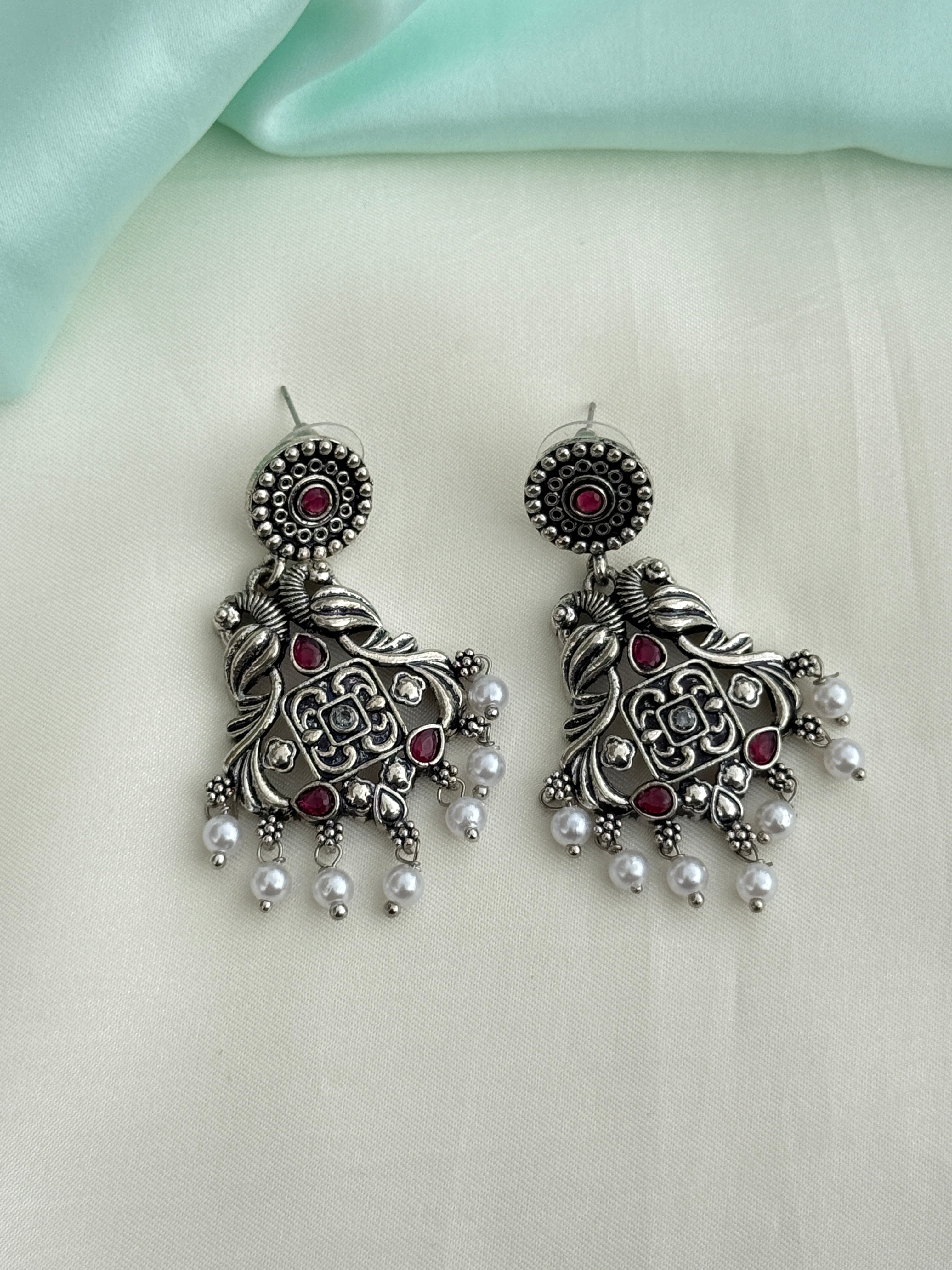 Er210 oxidised chandbalis earrings