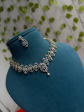 Floral Pearl Drop diamond finish Neckset with earrings ns303