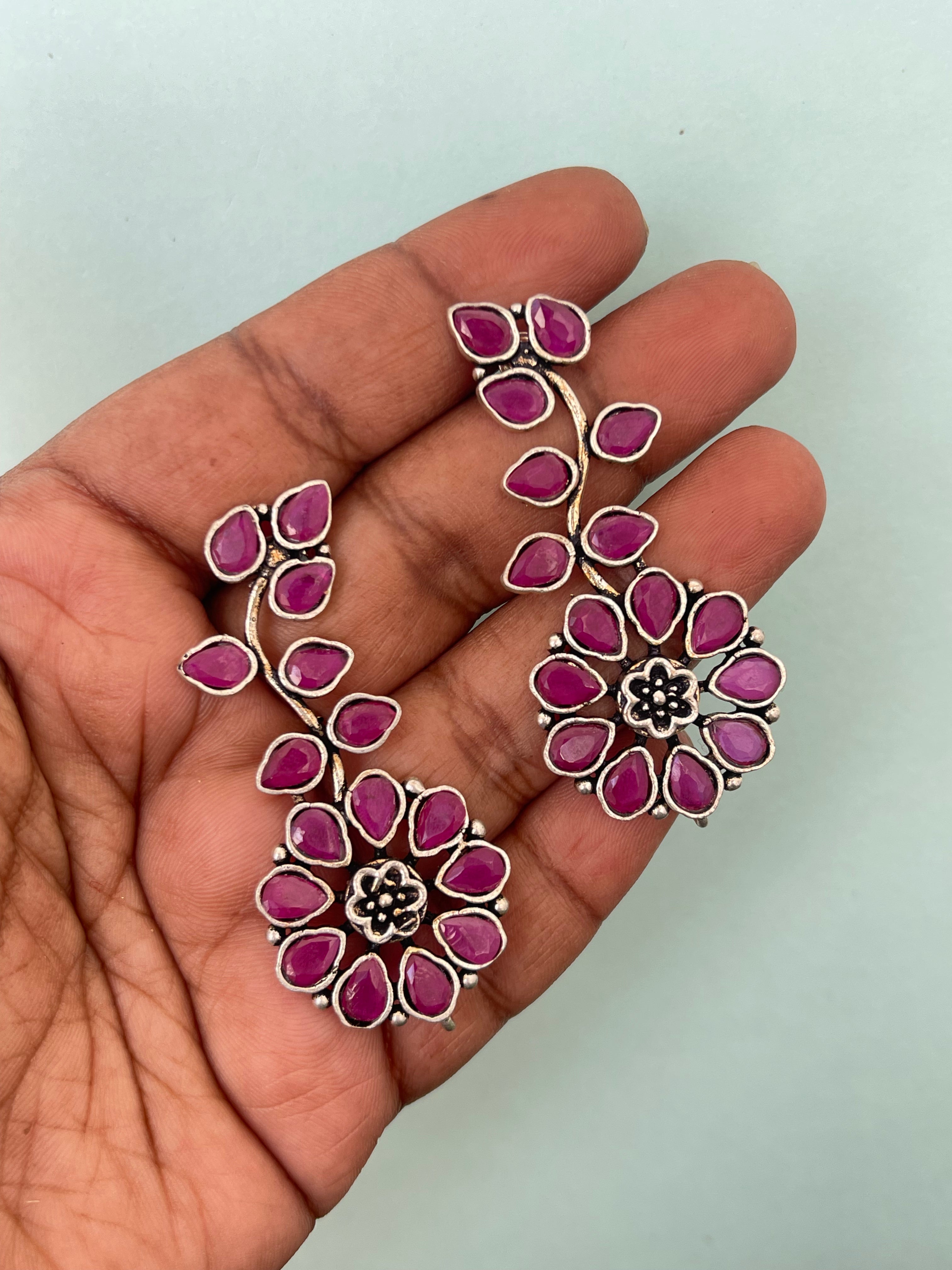 Pink Oxidised earrings