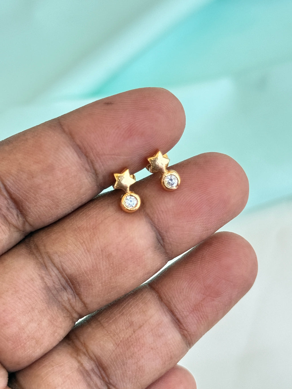 Ph501 panchaloham small star stone suit back screw earrings