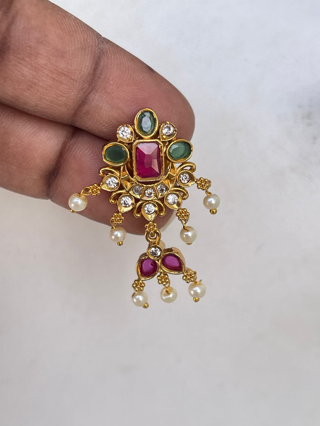 Small size multi color earrings in gold finish