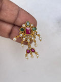 Small size multi color earrings in gold finish