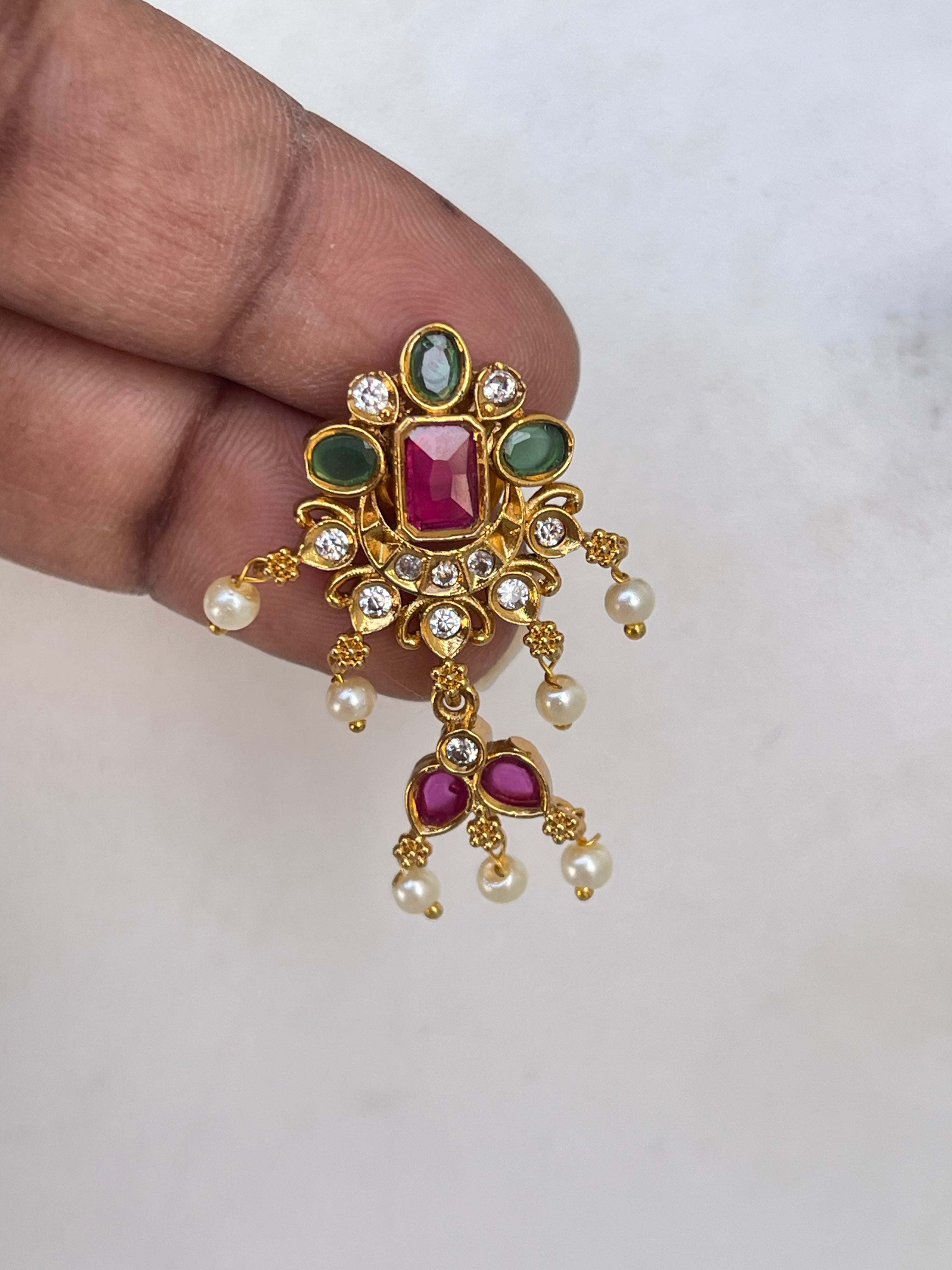 Small size multi color earrings in gold finish