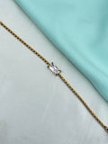 Ab630 anti tarnish single stone 7.5 inches 2.4 to 2.6 size adjustable chain bracelet
