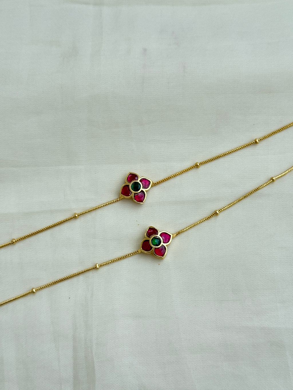 Ak100 jadau Kundan flower anklets