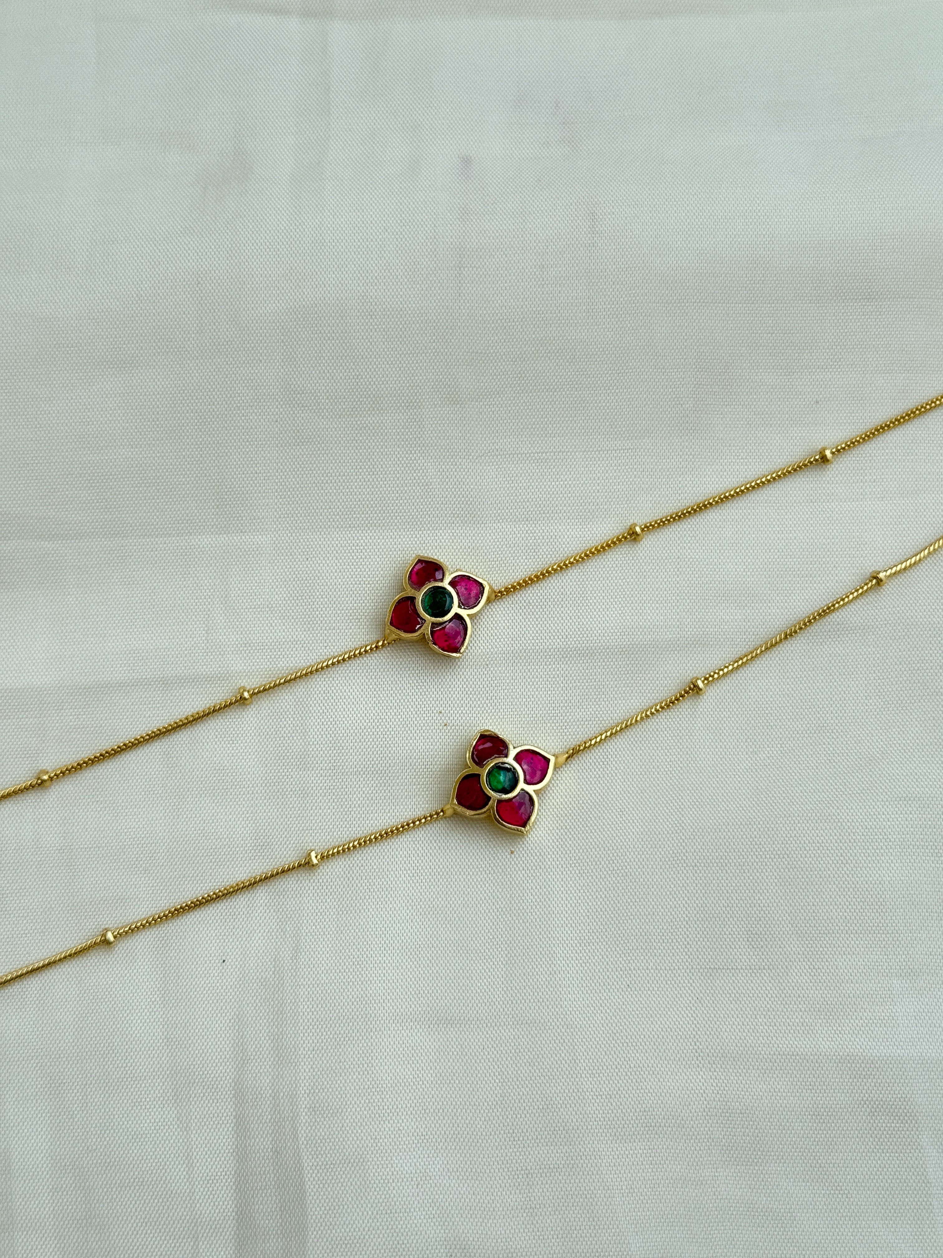 Ak100 jadau Kundan flower anklets