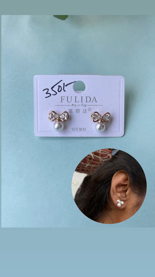 Bow pearl studs in 3 colors