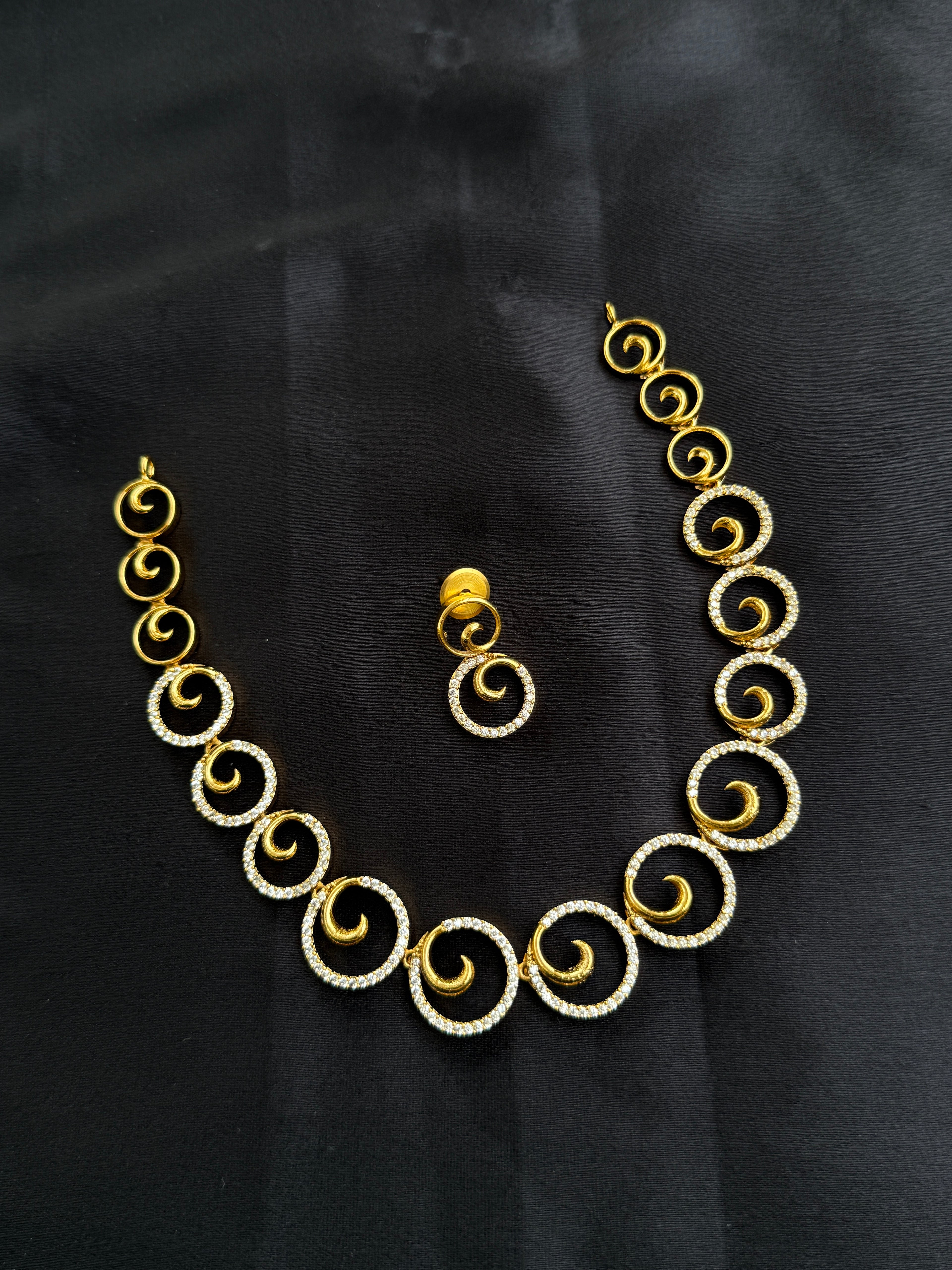 Ns275 simple cz neckset suits for kids and adults