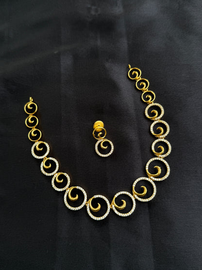 Ns272 simple cz neckset suits for kids and adults