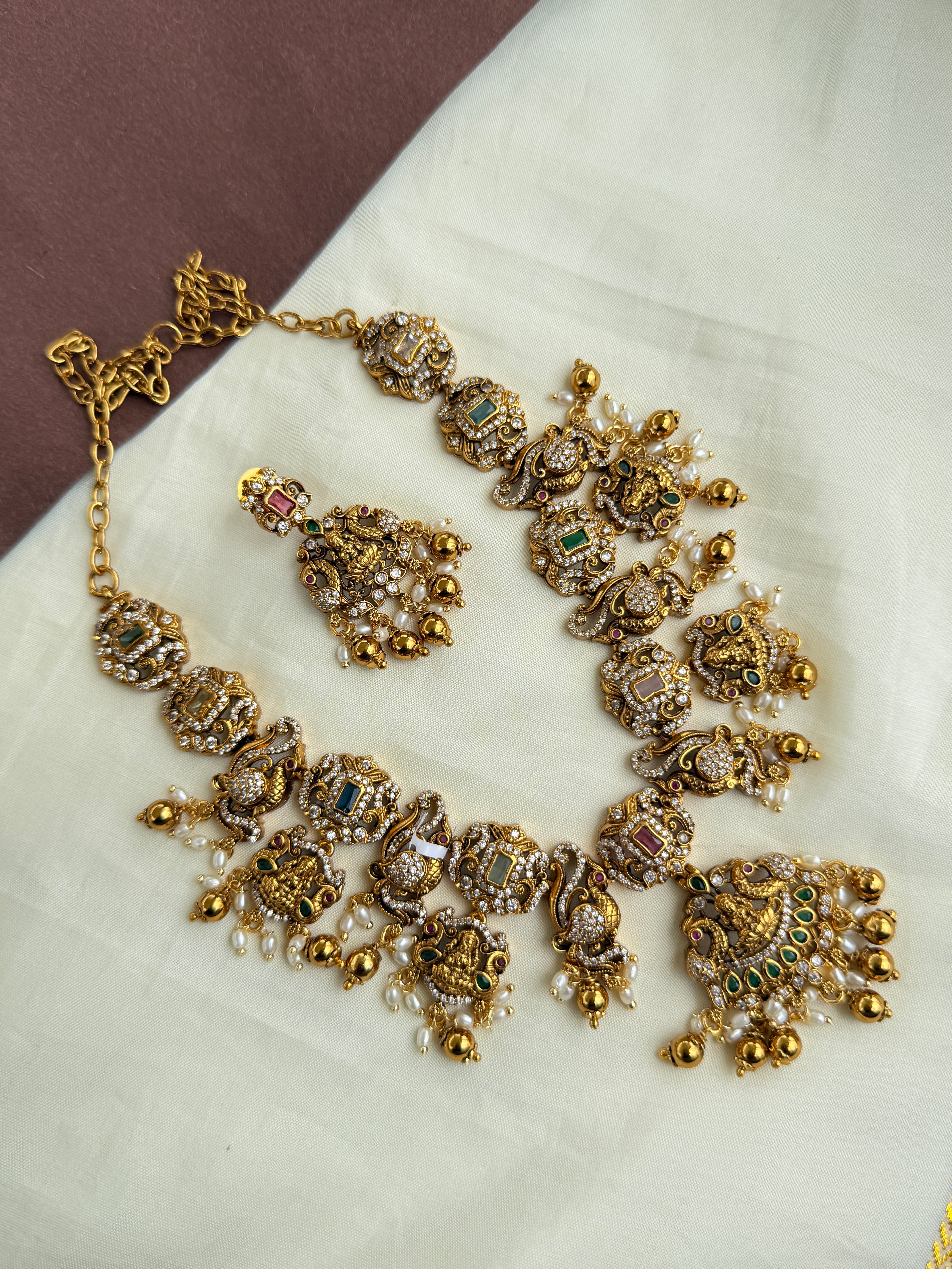 Ns301 cz Lakshmi Devi neckset
