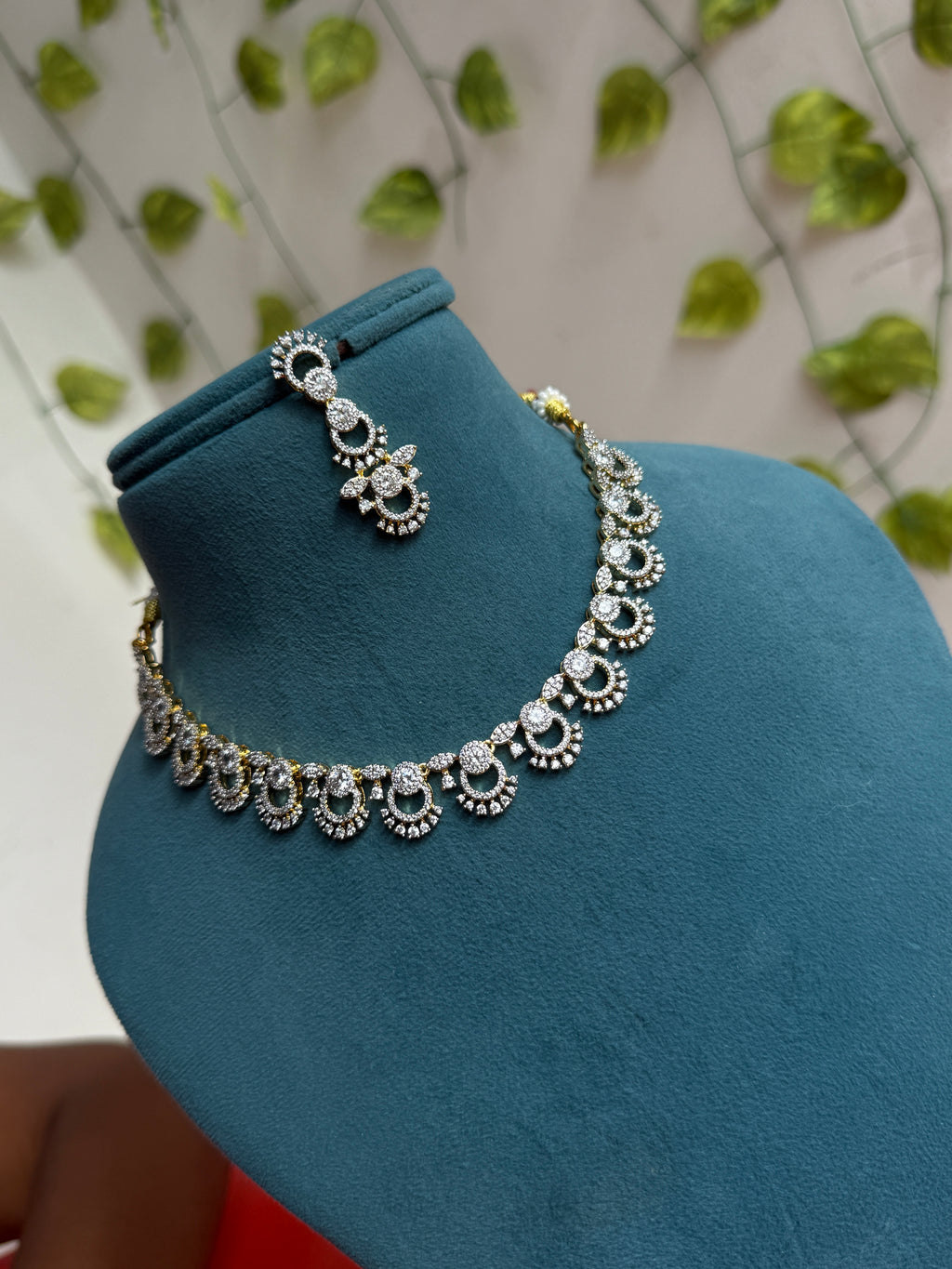 Crystal loop elegance choker neckset with earrings ns301