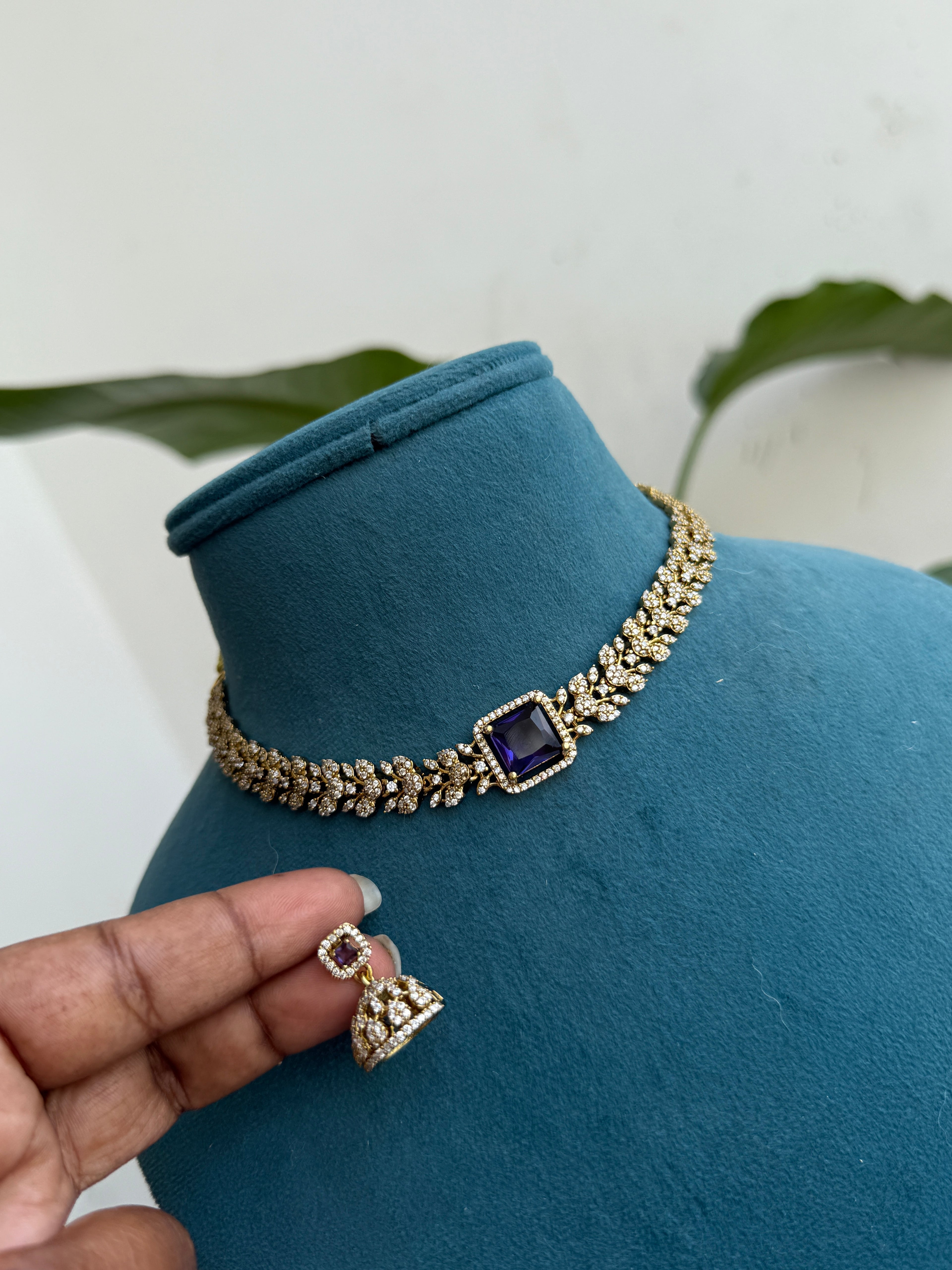 Ns390 purple cz neckset