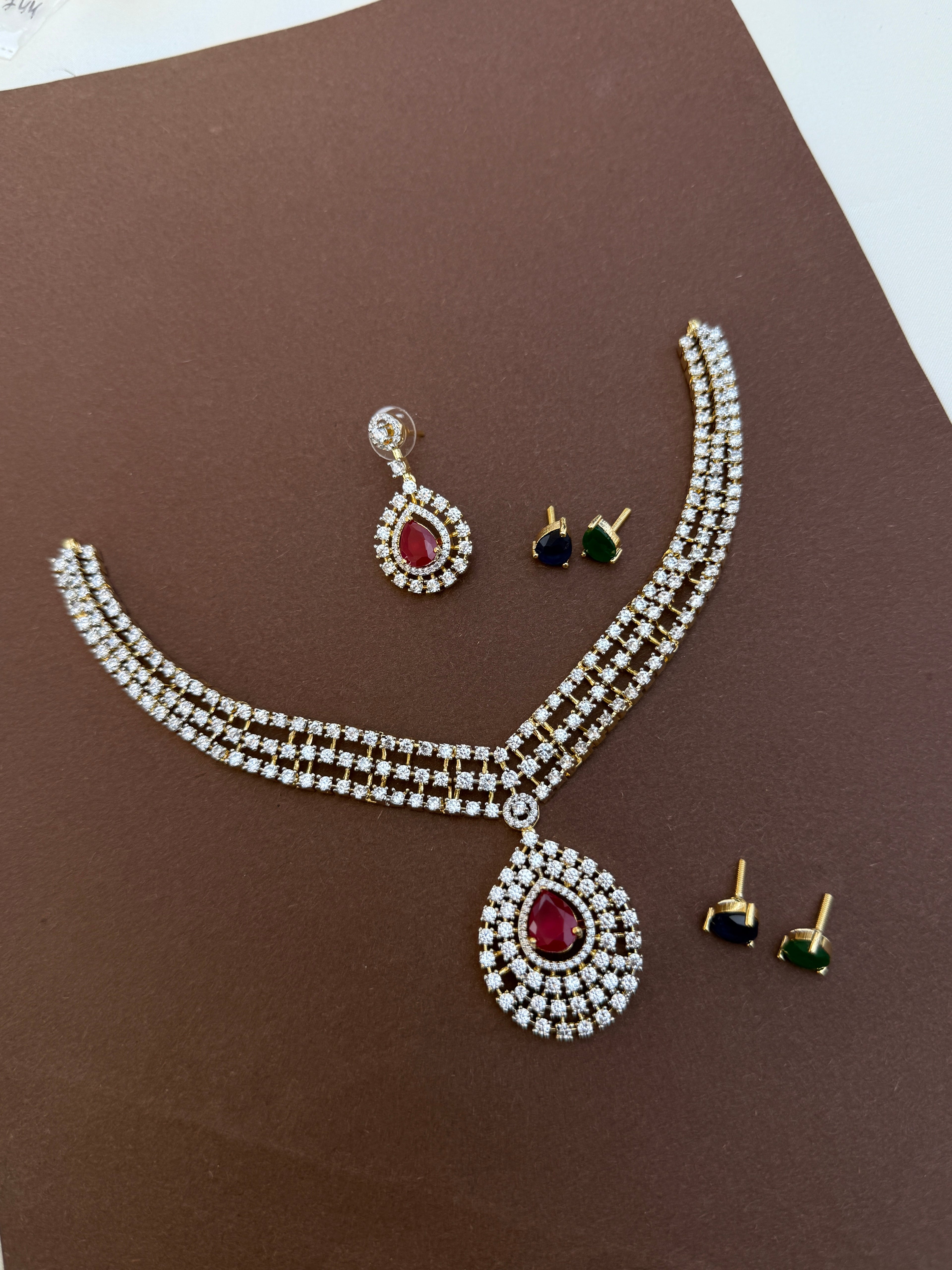 Ns746 diamond finish changeable neckset  3 colours