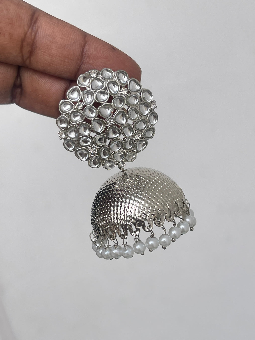 Kundan silver butta Earrings