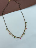BB077 18inches single line multi colour drop Black Beads