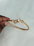 BR535 panchaloham 2 sides white stone kada bracelet
