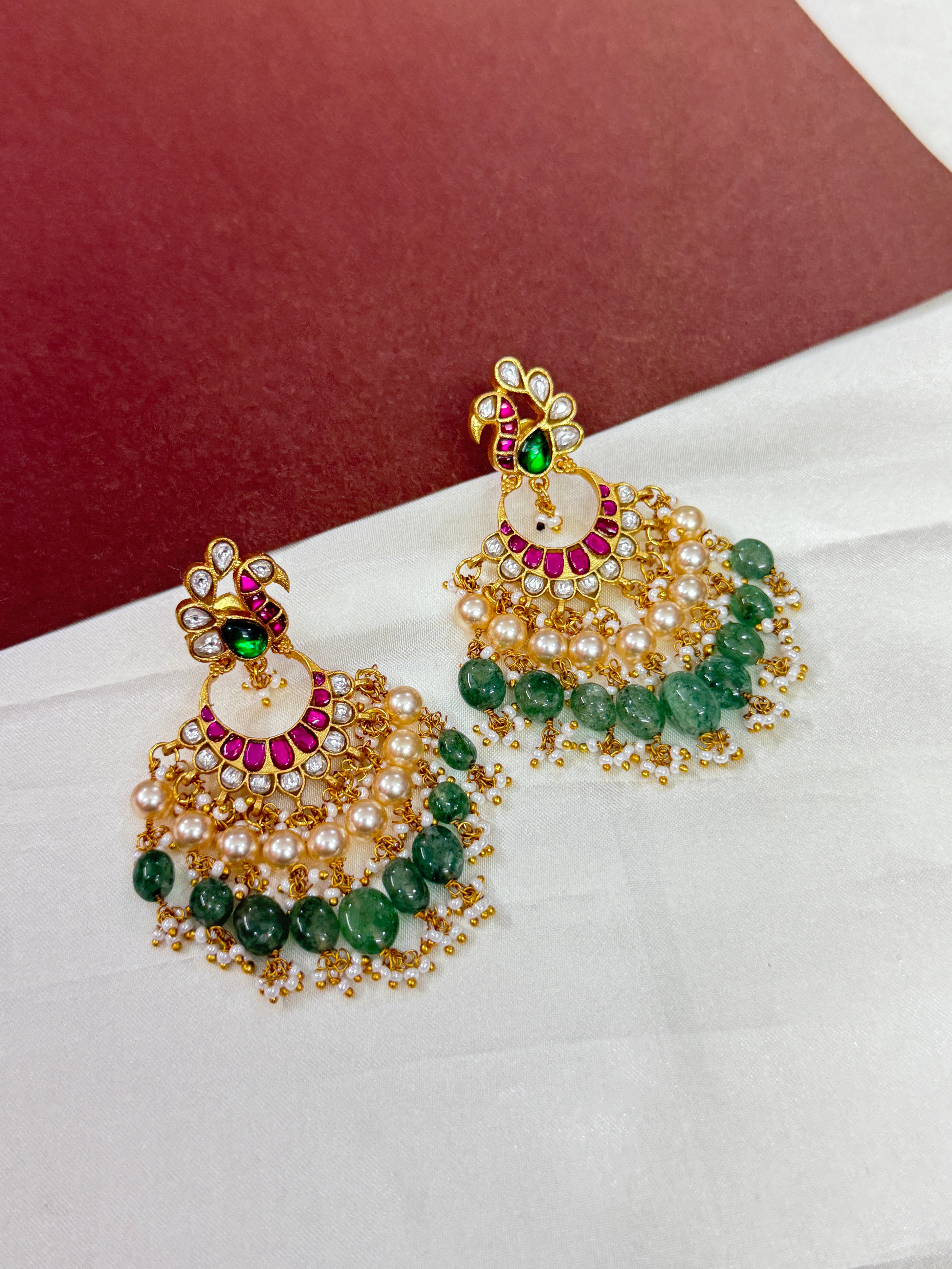 Er112 peacock chandbali jadau kundan Earrings