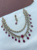 NS396 2 layers uncuts pink stone Neckset