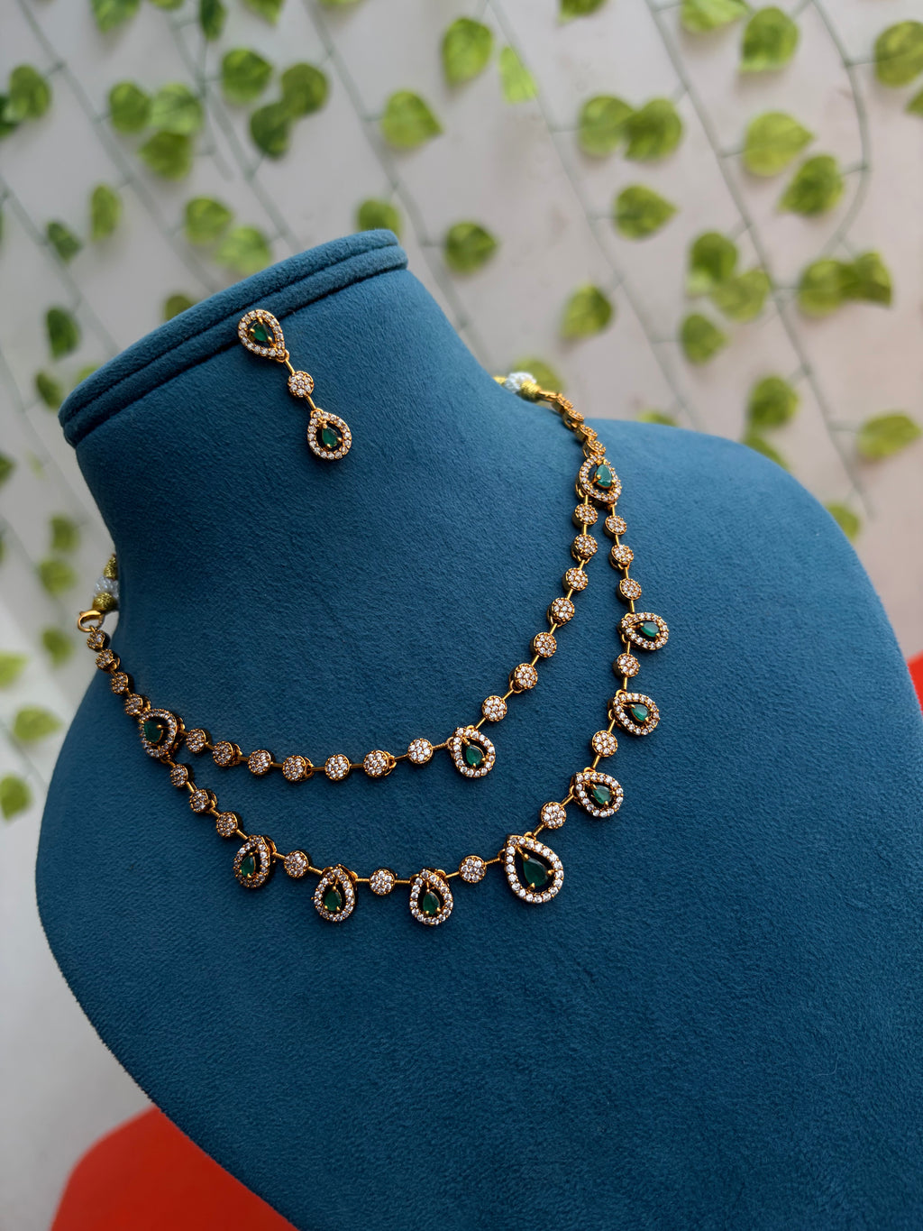 Ns833 drops 2 layers short neckset with earrings