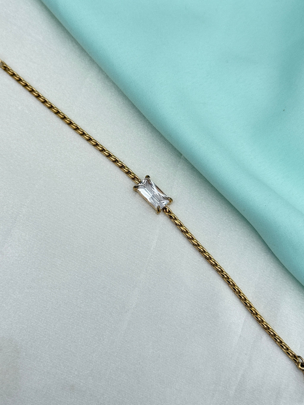 Ab630 anti tarnish single stone 7.5 inches 2.4 to 2.6 size adjustable chain bracelet