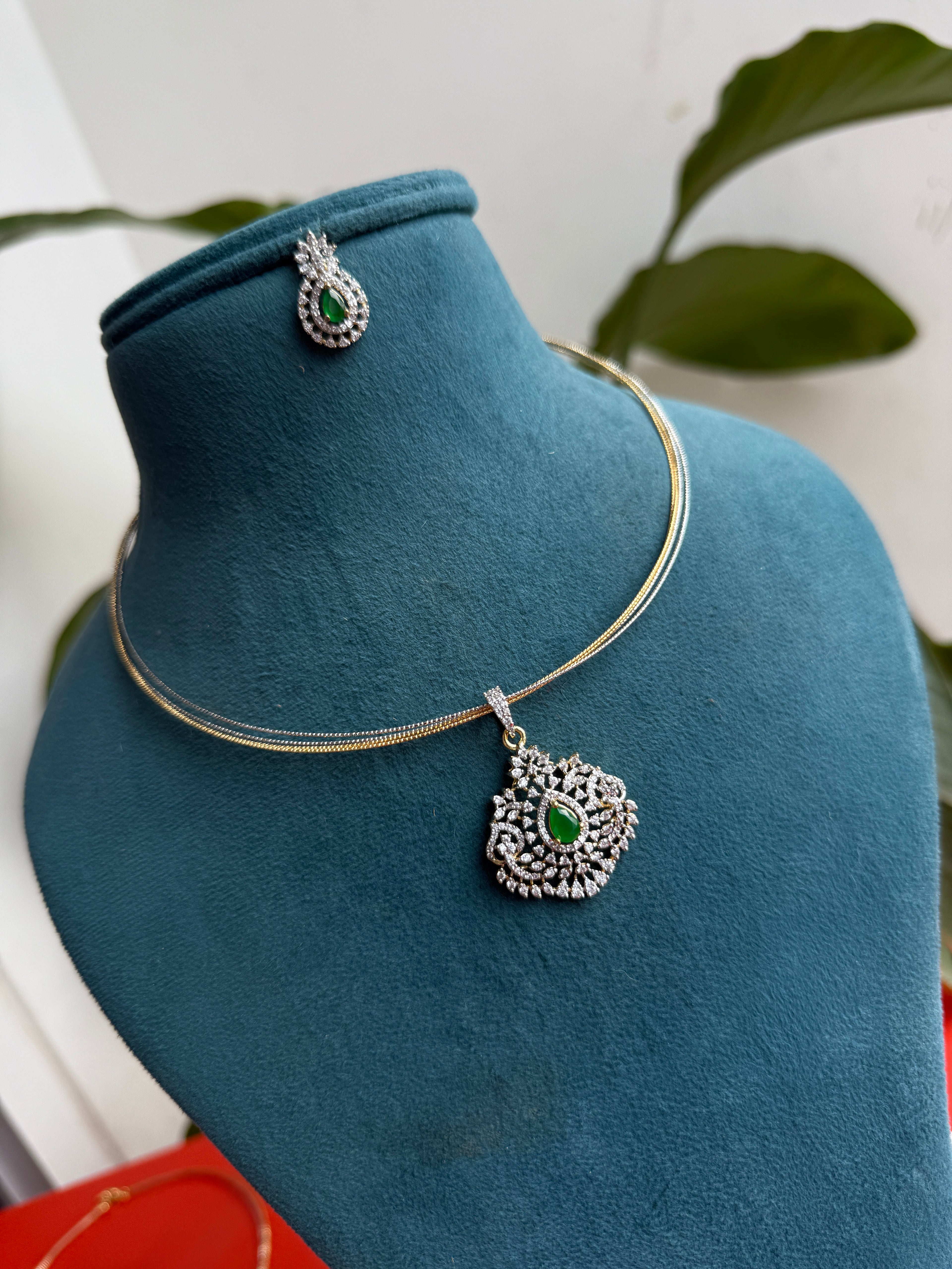 Hs003 gold silver hasli with diamond finish pendant