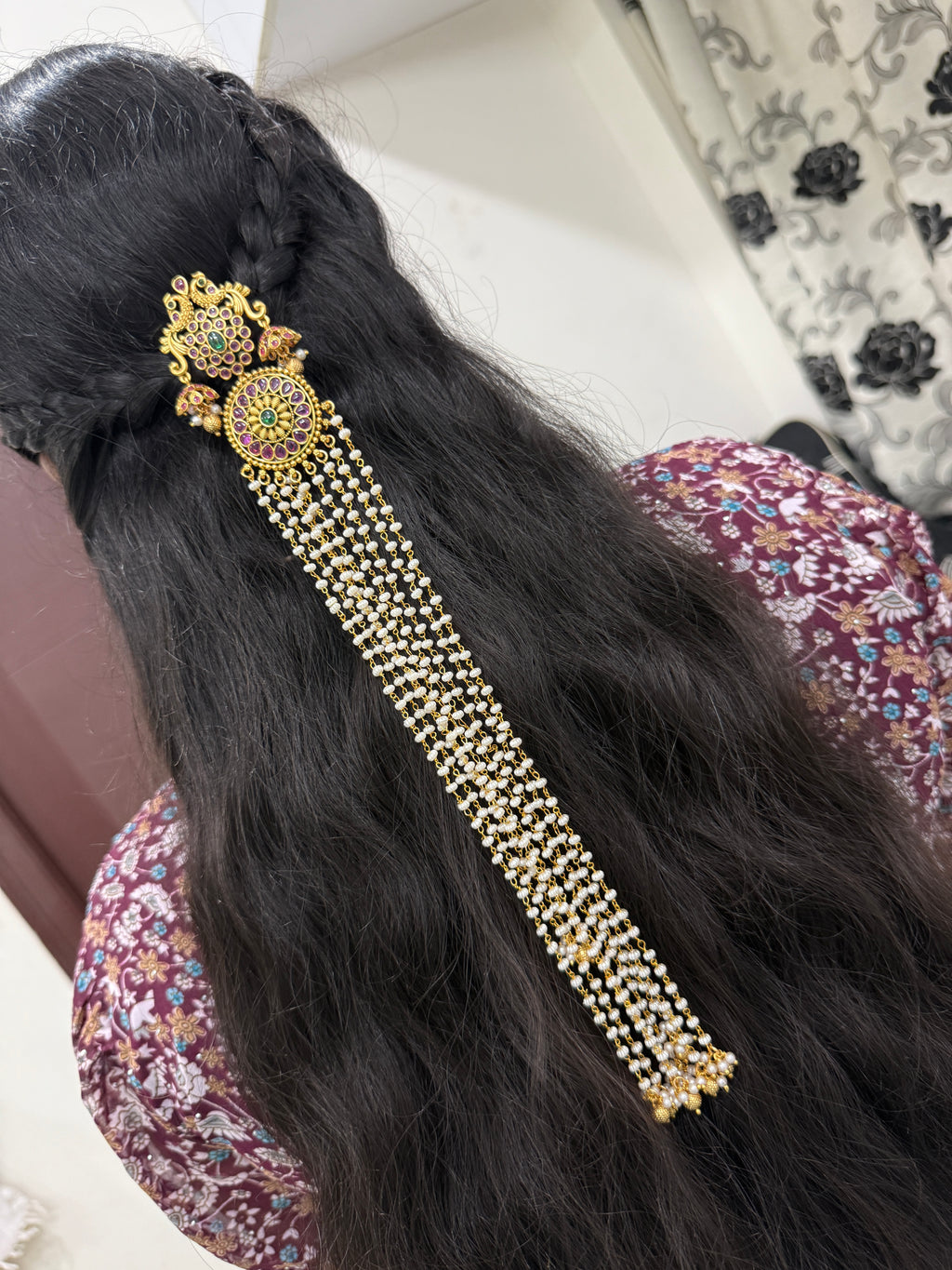 Peacock kemp stones with buttas gold balls jada Billa jd014