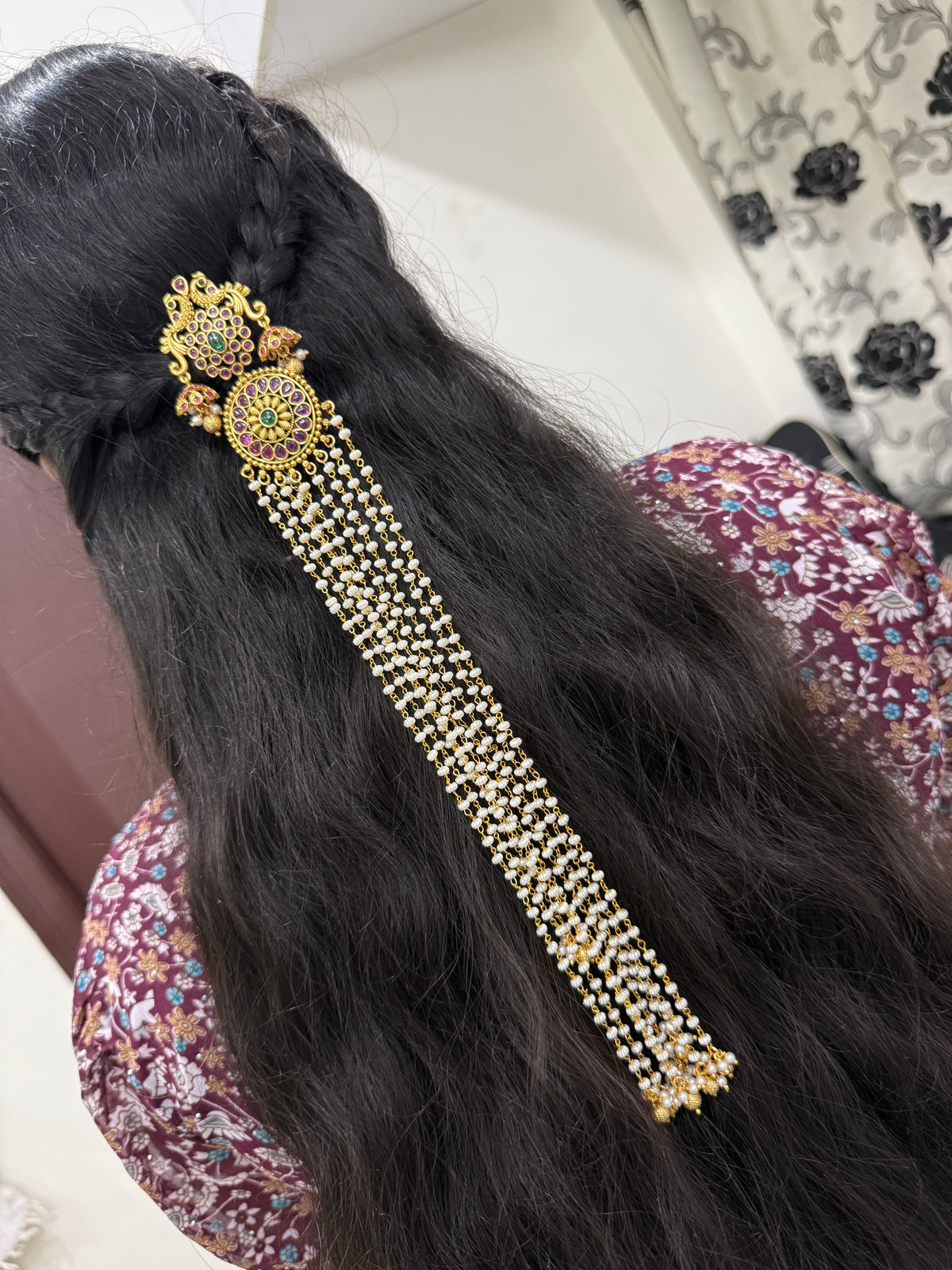 Peacock kemp stones with buttas gold balls jada Billa jd014