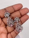 Diamond finish pink earrings
