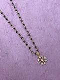 Bb402 panchaloham polished 9 stones pendant with unpolished 16 to 18 inches black beads