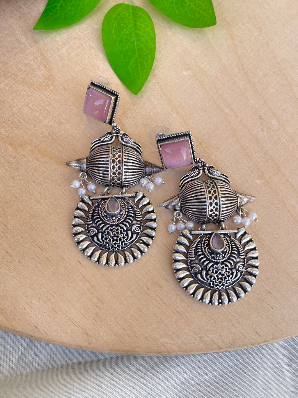 Square birds hanging lightweight oxidised earrings
