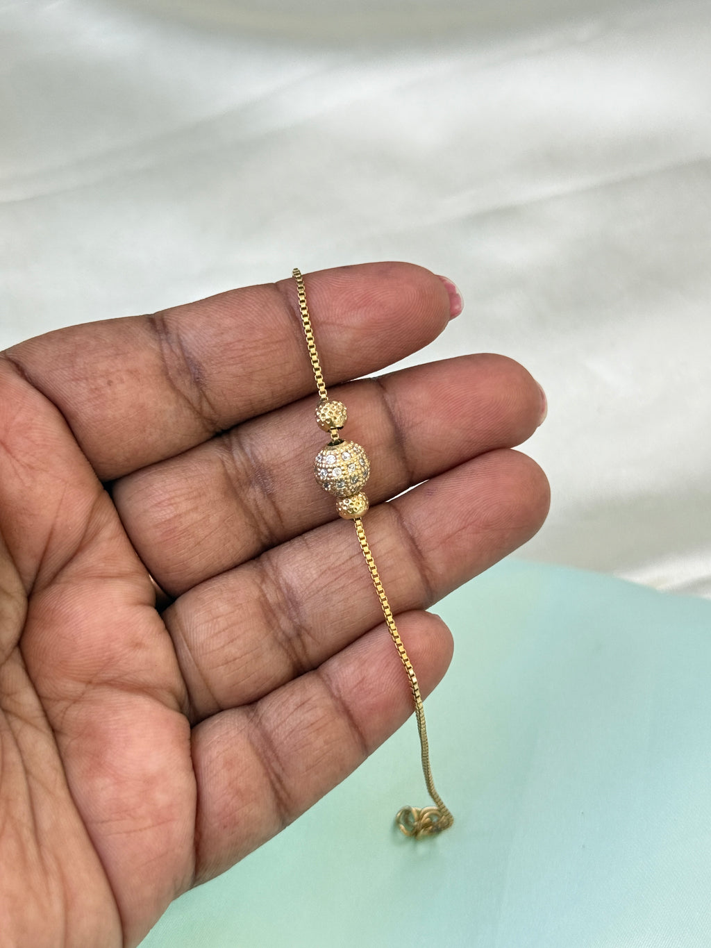Ph627 panchaloham unpolished ball 7 inches 2.6 to 2.8 adjustable chain bracelet