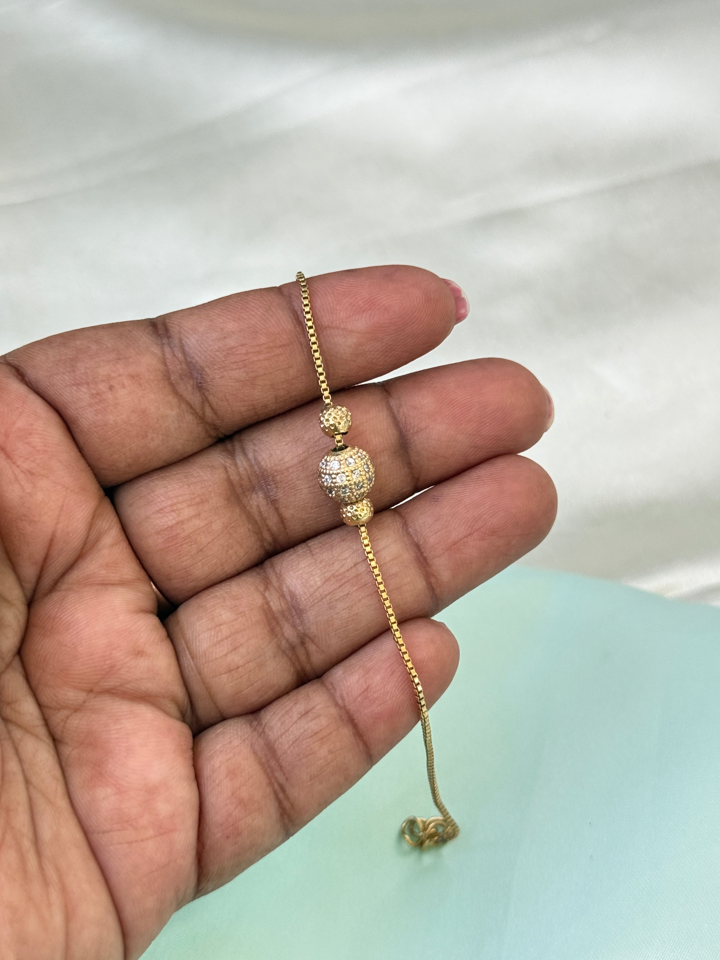 Ph627 panchaloham unpolished ball 7 inches 2.6 to 2.8 adjustable chain bracelet