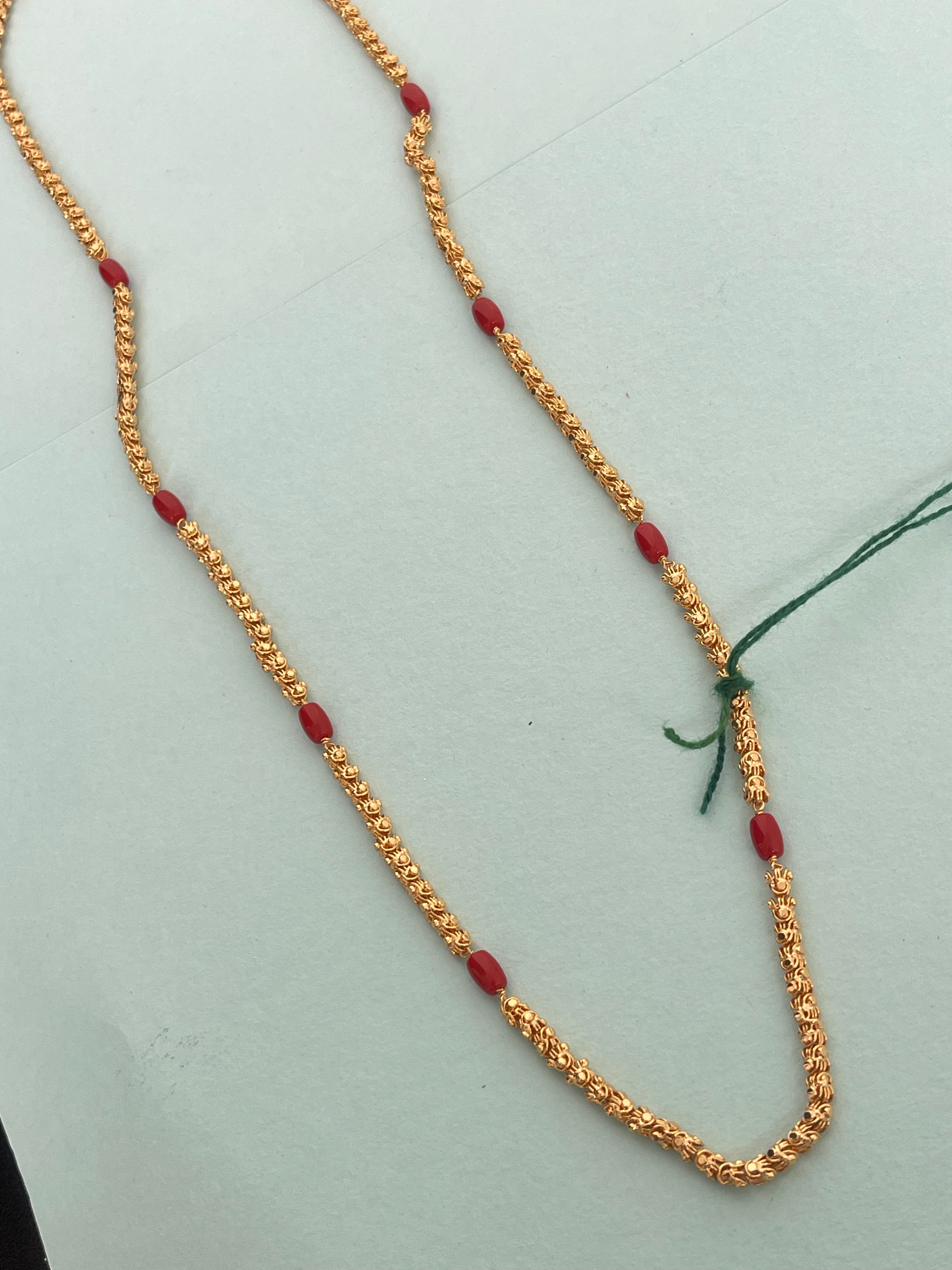 Coral beads long chain 22 inches