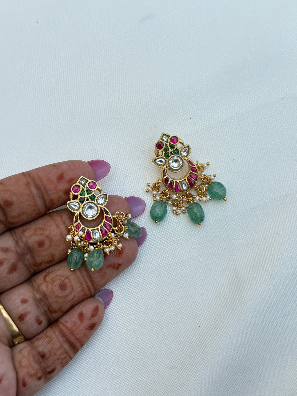 Er228 jadau kundan small chandbhali Earrings