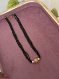 Crystal gold rose pearl 16 inches 4 layers black beads bb365