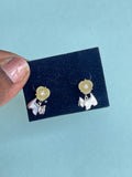Sterling silver dog hanging stud ER6092