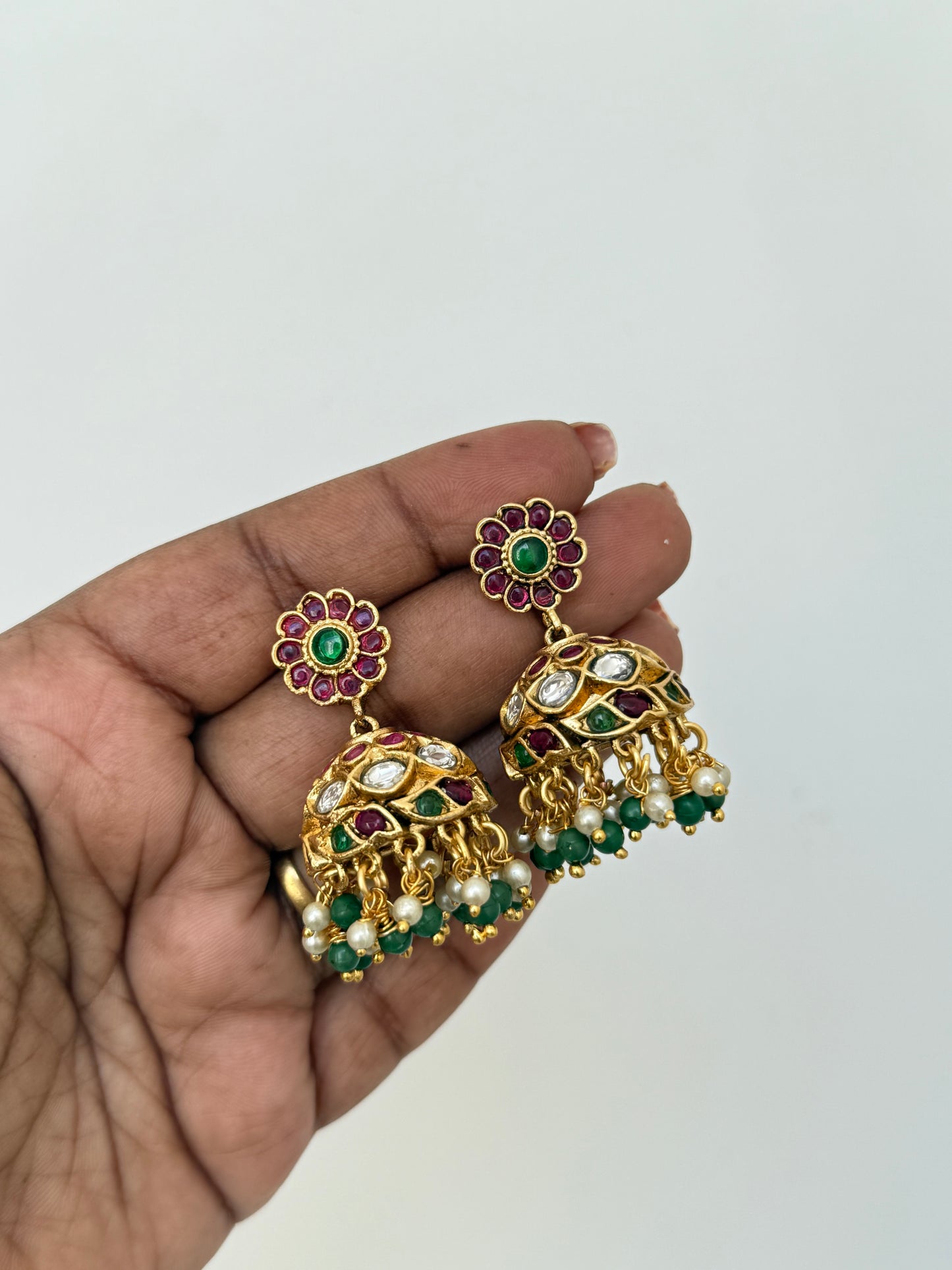 Er5058 kundan kemp butta earrings