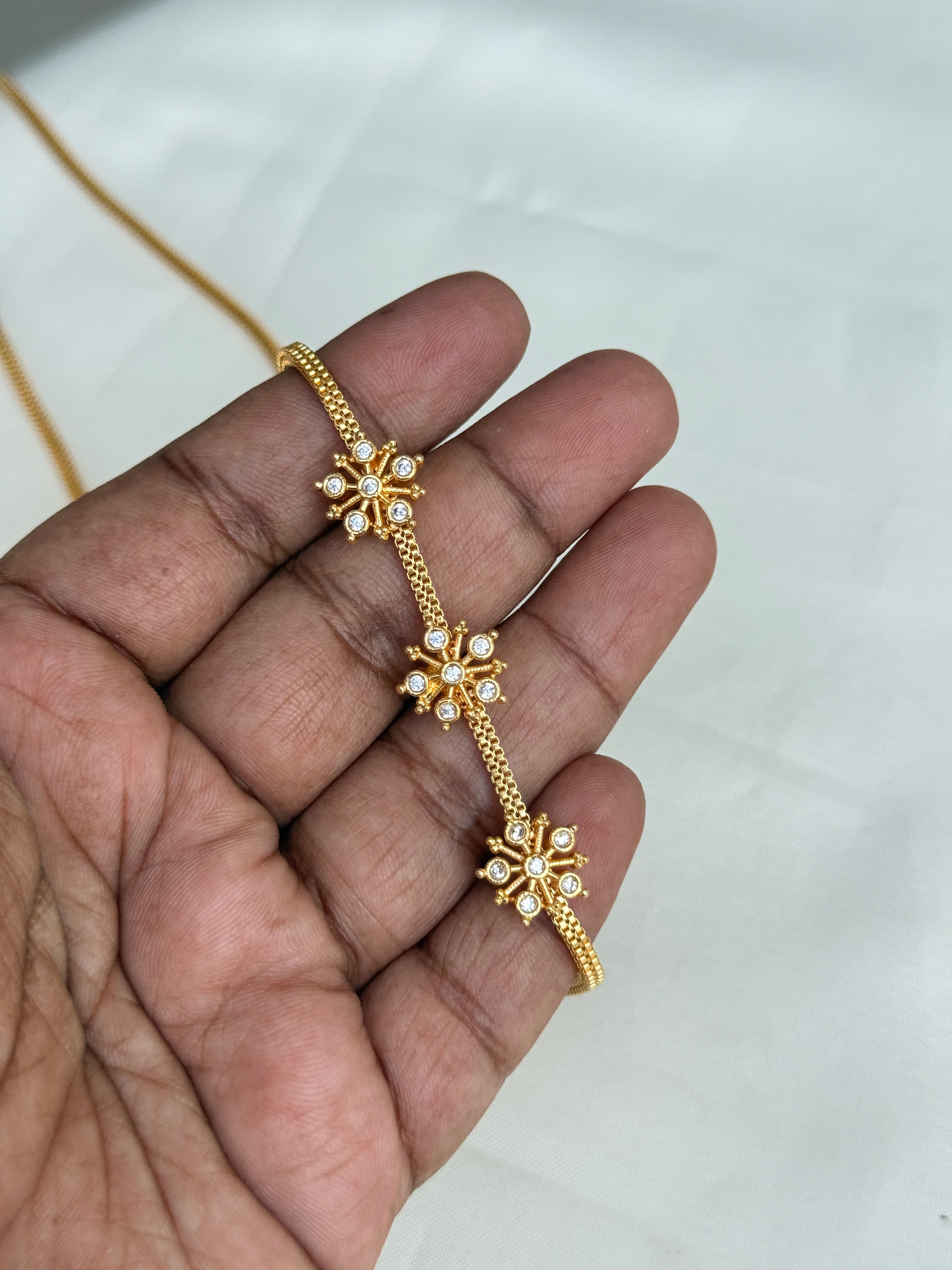 Tc020 24 inches 3 flower mangalsutra chain