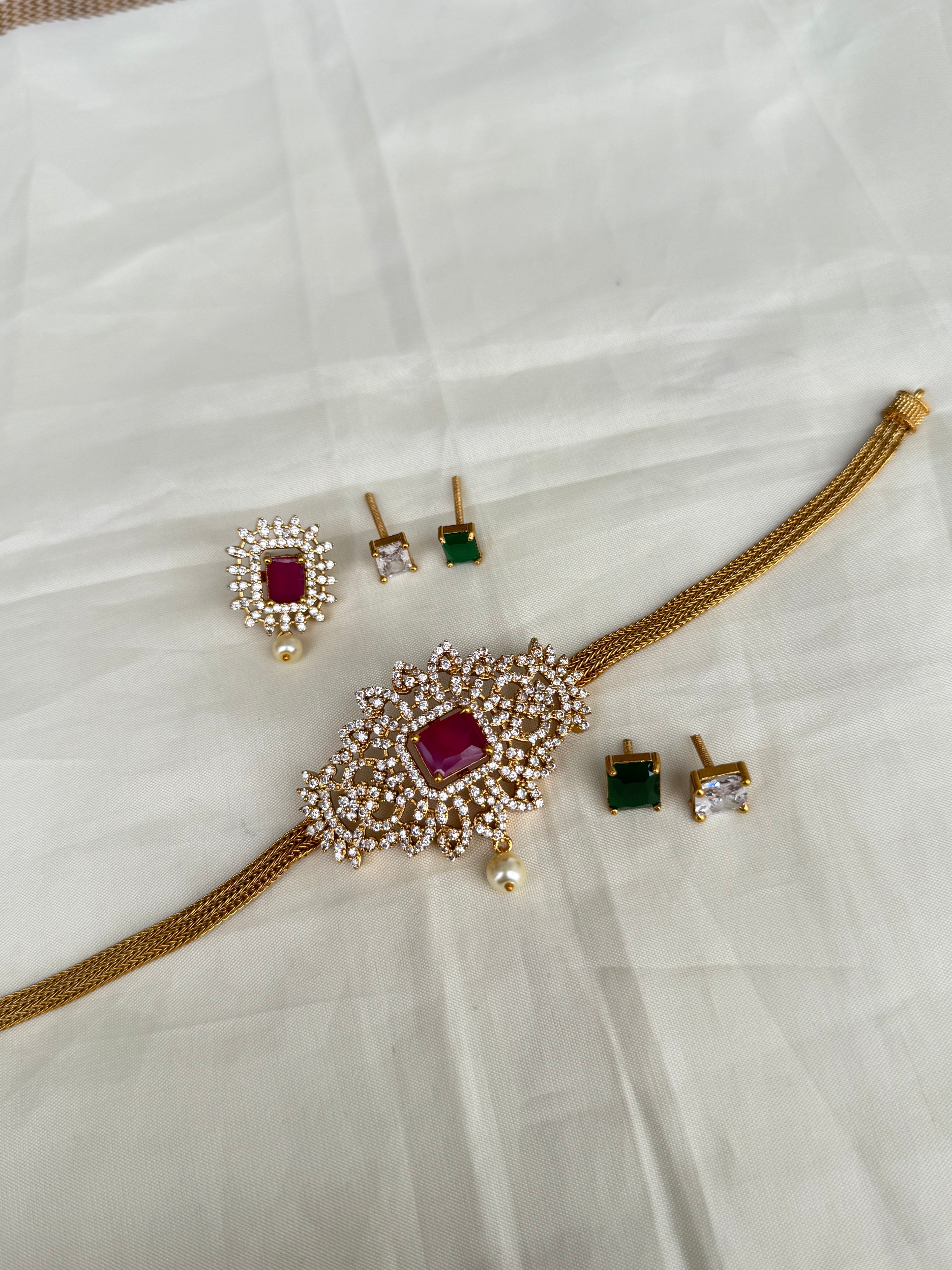 Diamond finish Changeable choker ch004