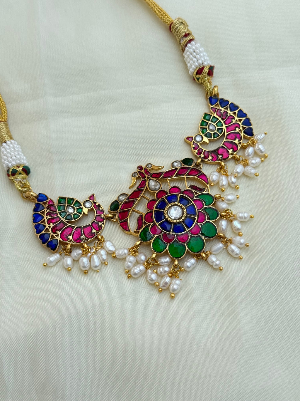 Jk007 rice pearls jadau kundan choker