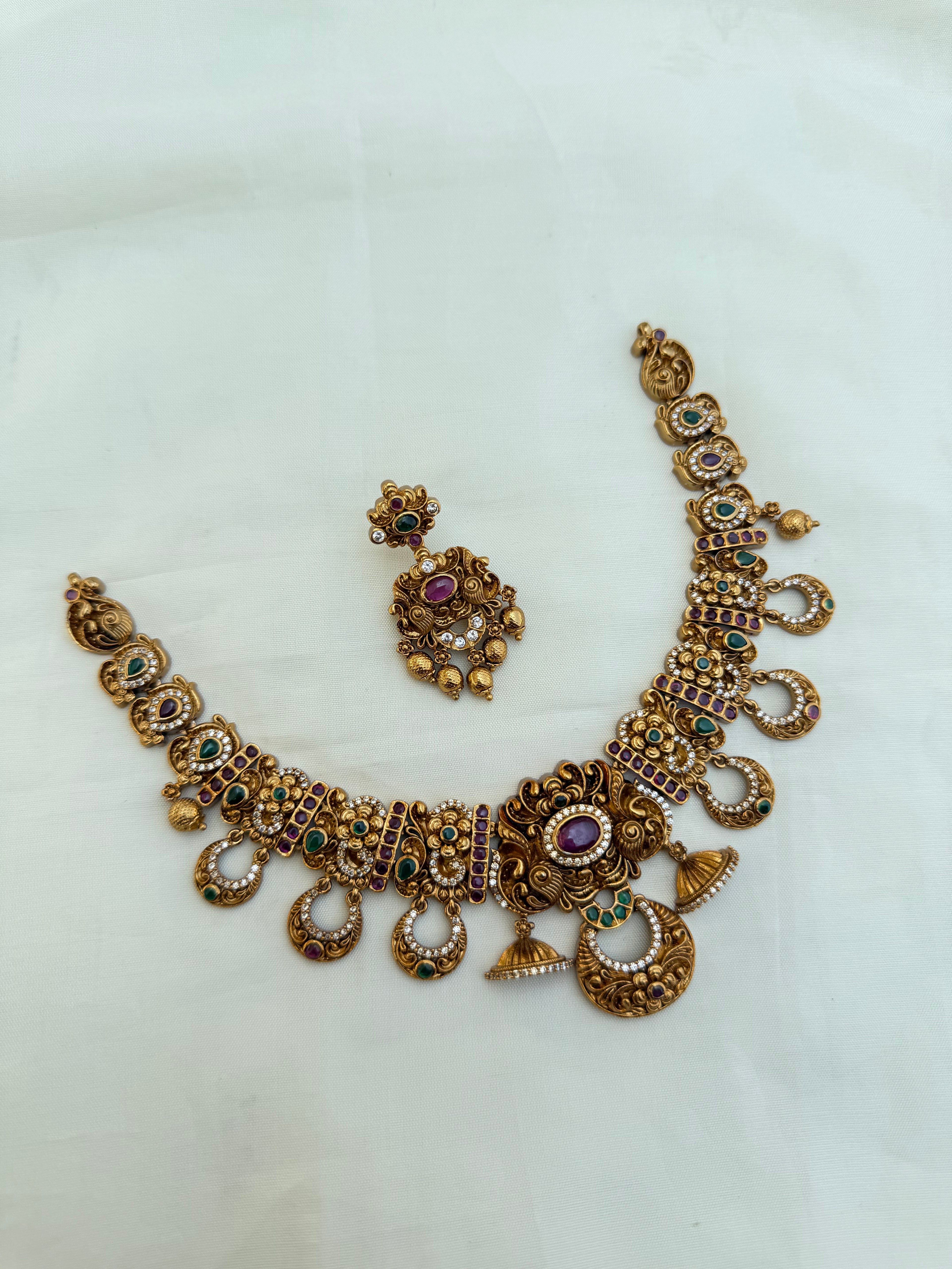 Ns30004 kemp nakshi flower neckset
