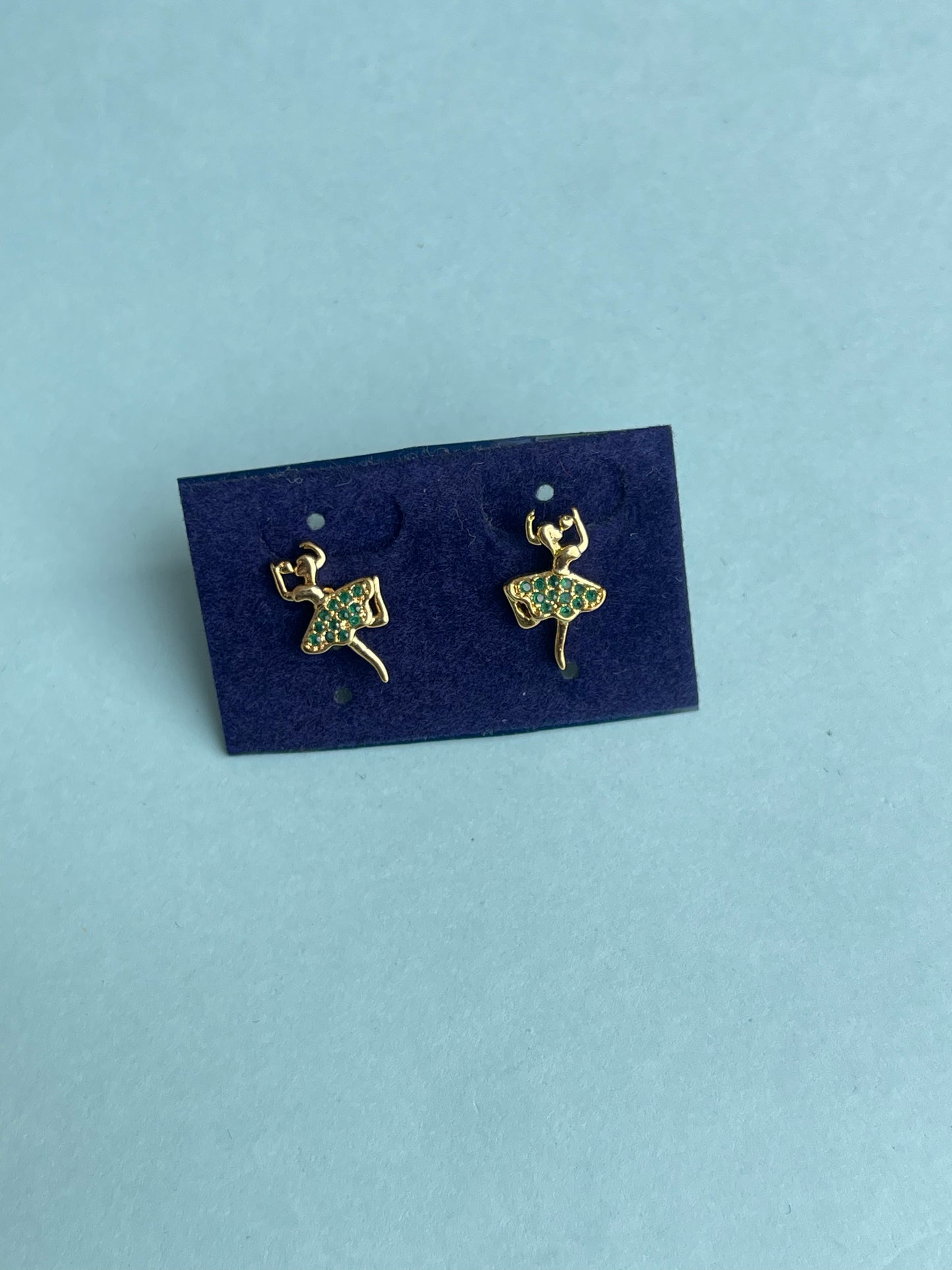 Green stone dancing girl studs