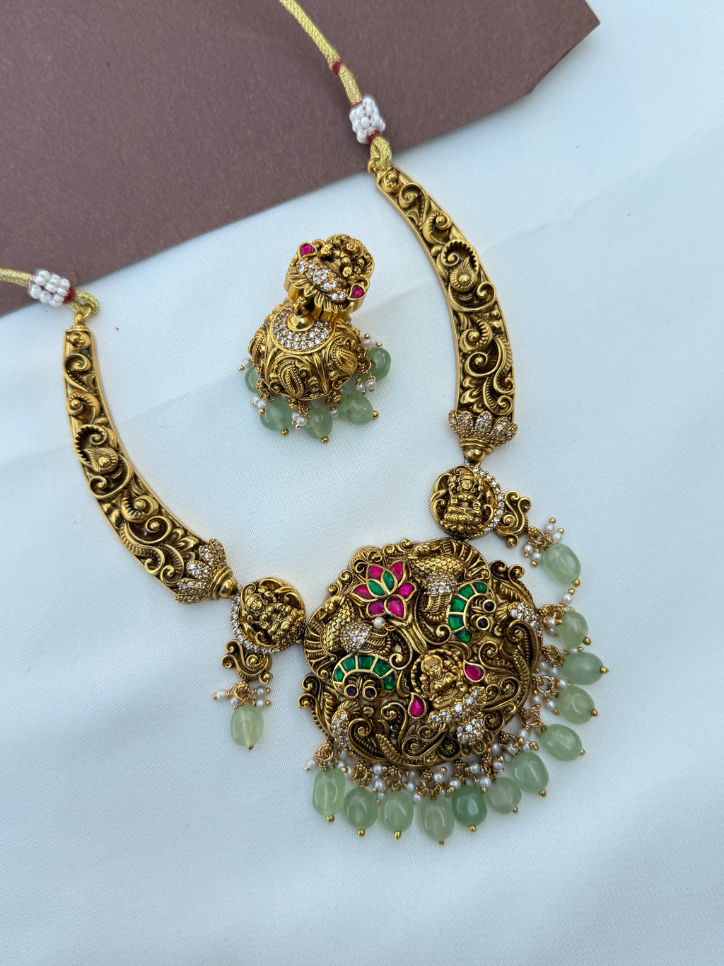 Ns615 jadau kundan nakshi lakshmi devi kante neckset